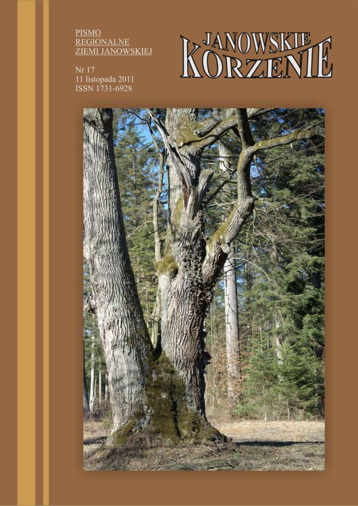 Brązowa okładka z dużym zdjęciem pnia starego drzewa otoczonego lasem, tekst biały i czarny po lewej i u góry po prawej stronie.